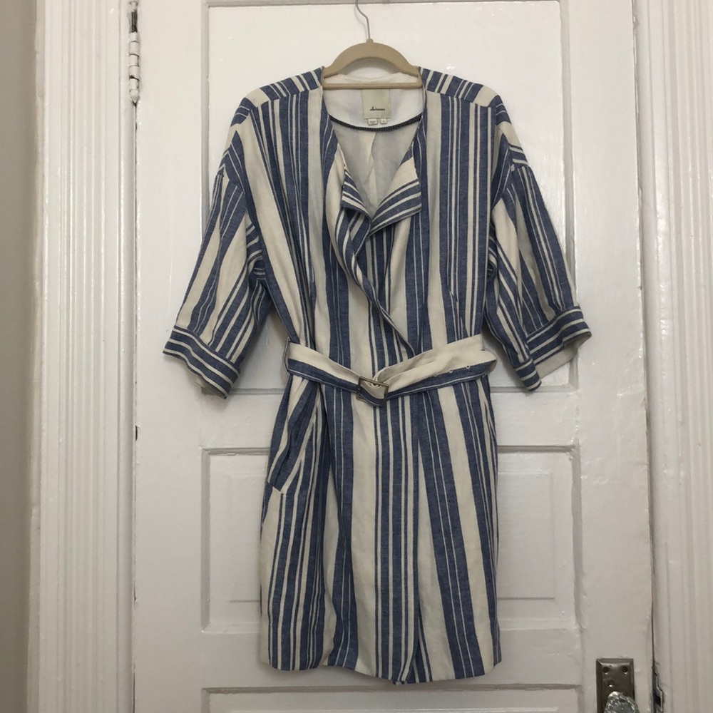 Elevens Anthropologie Stripped Belted Jacket